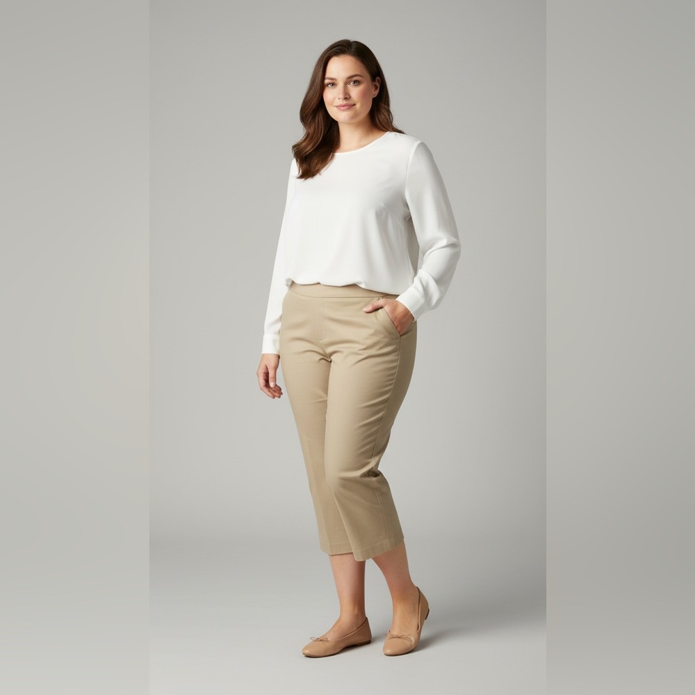 Laura Scott Khaki dress up capris